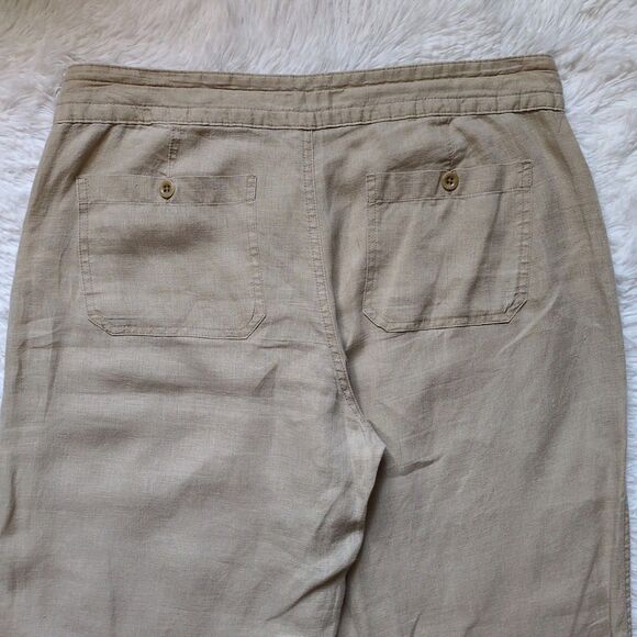 LRL Ralph Lauren 100% Linen Wide Leg Pants Beige Tan Casual Preppy Womens 8 - Picture 10 of 13